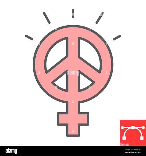 Female Peace Color Line Icon Sexism And Feminism Me Too Sign Vector