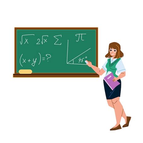 Premium Vector Math Education Lesson Teach Woman Teacher Vector