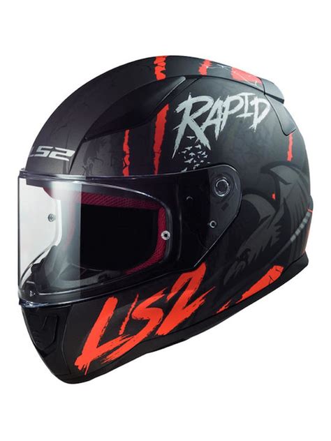 LS2 Rapid FF353 Raven FF353 Raven Matt Black / Wire Red Κράνος Μηχανής ...