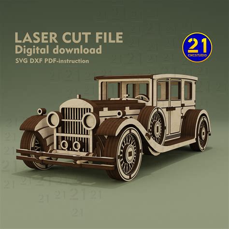 🚗 Classic Car Wooden 3d Model Laser Cut Files Svg Dxf・ Dxf File