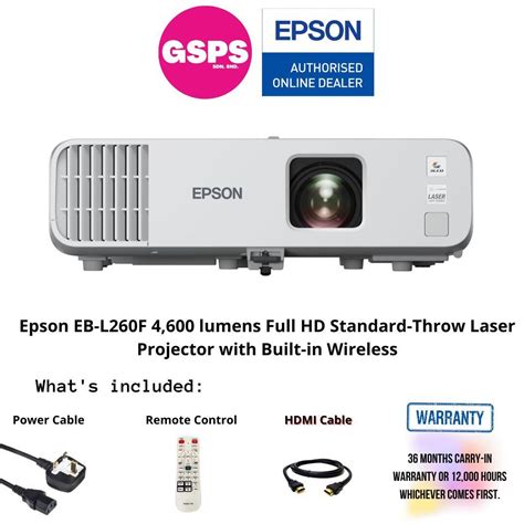 Epson EB L260F 4 600 Lumens Full HD Standard Throw Laser Projector With