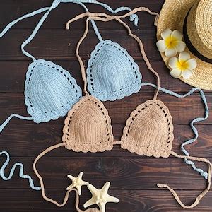 Crochet Bikini Top Pattern On English Crochet Triangle Bralette Pattern For Cup Size Aa Dd