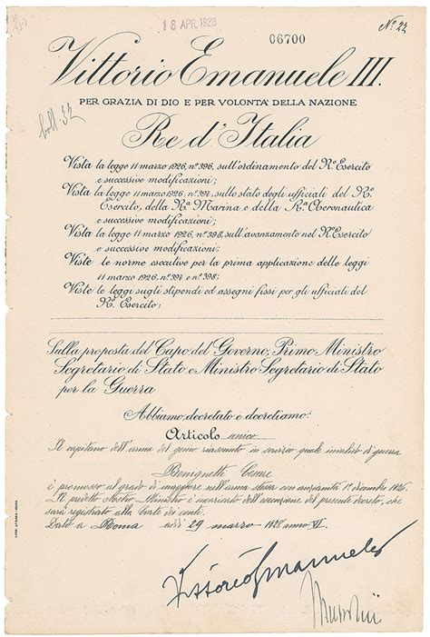 Benito Mussolini And Vittorio Emanuele Iii Rr Auction