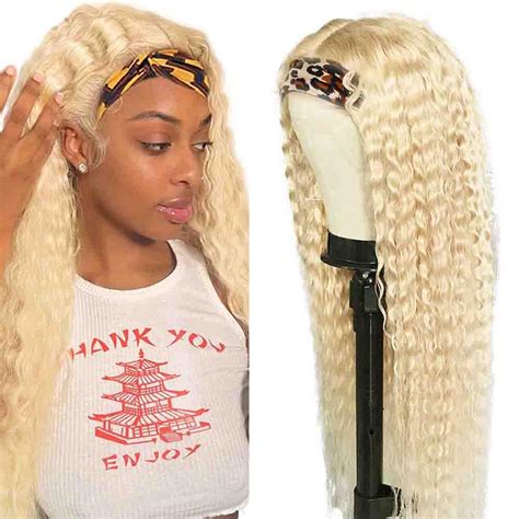 Amazon HeumHrn 20 Inch 613 Blonde Headband Wigs Human Hair Real Remy Hair Half Headband