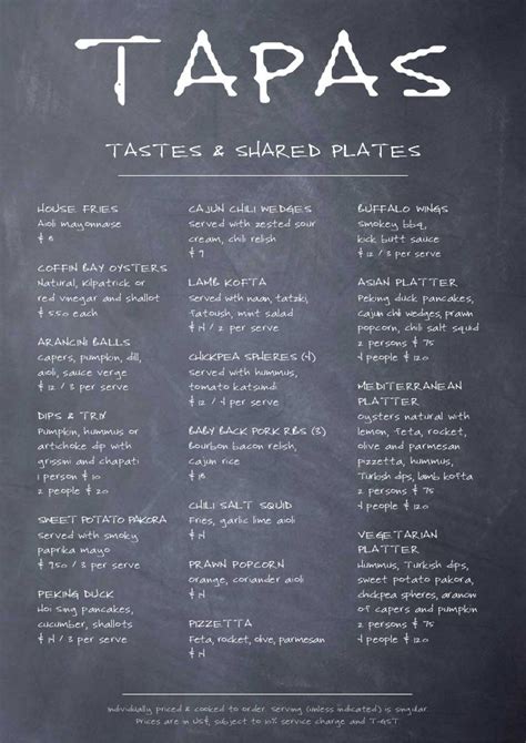 tapas menu