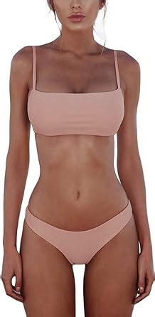 Cassiecy Damen Bikini Set Push Up Bustier Zweiteilig Sommer Sportliches Bademode Strand Bikini
