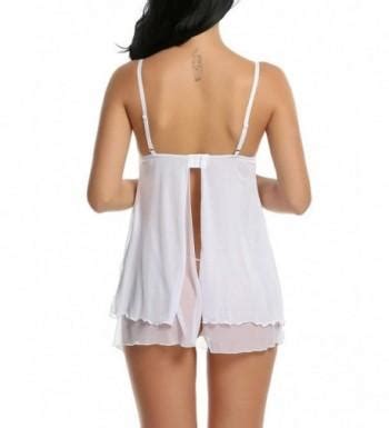 Women S Sexy Lingerie Set Halter Lace Strap Chemise Babydoll Sleepwear S Xxl White Cl T Ze R