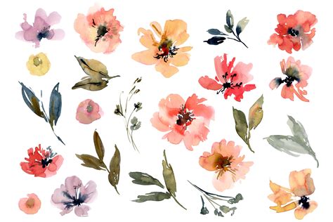 Bright Watercolor Simple Flowers Png By Watercolorflowers Thehungryjpeg