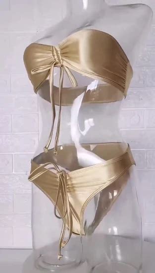 SJ BFD Wholesale Woman Bandeau High Leg Micro Mini Thong Bikini Sets Strapless Sexy Girls