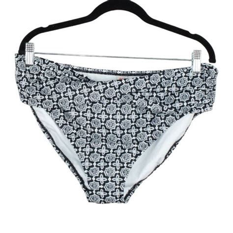 L L Bean Swim Nwot Ll Bean Black White Twist Waist Low Rise Bikini Bottom Swimwear Reg