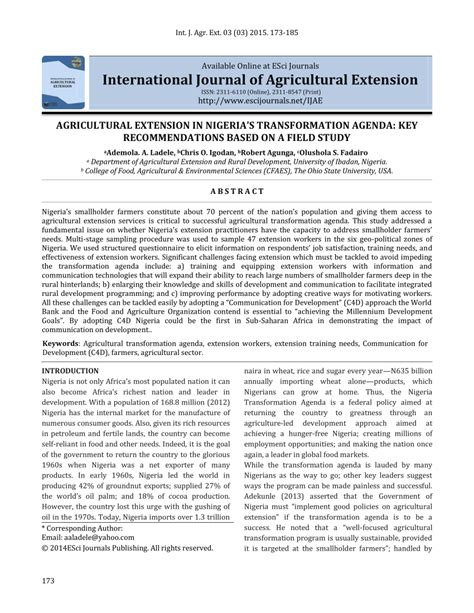 Pdf International Journal Of Agricultural Extension Agricultural