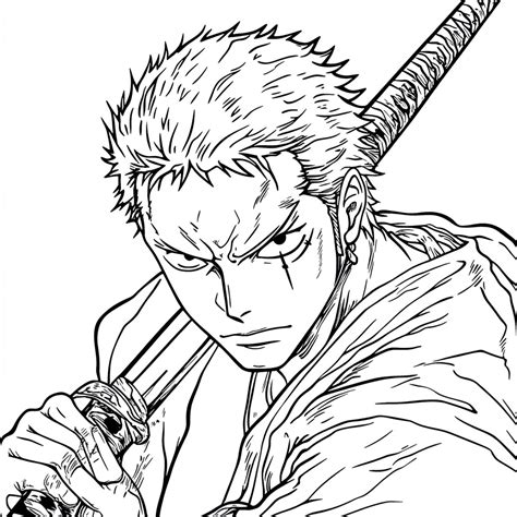 One Piece Para Colorir Zoro - Desenhos do Roronoa Zoro (One Piece) para Imprimir e Colorir