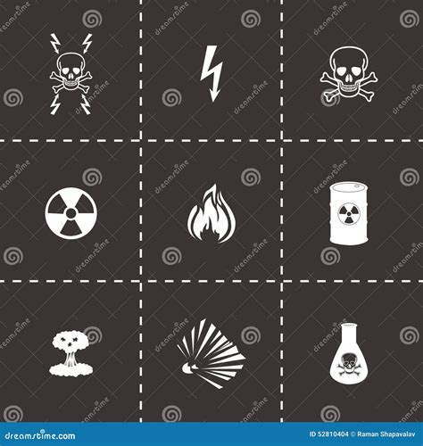 被设置的传染媒介黑危险象 向量例证 插画 包括有 电压 头骨 激光 冲击 图标 气体 含毒物 52810404