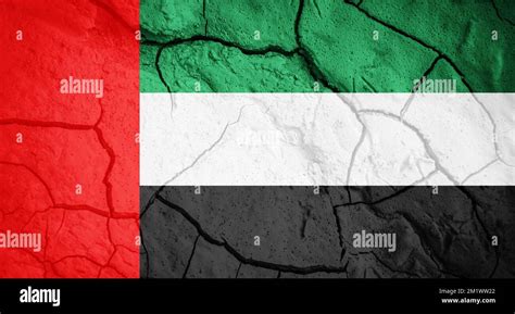 Flag Of United Arab Emirates United Arab Emirates Symbol Flag On The Background Of Dry Cracked