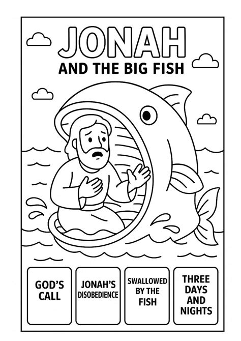 Jonah – 3-Part Coloring Page Set (Free Bible Printables for Kids
