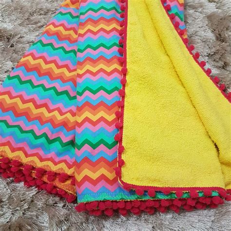 Canga Atoalhada Bordada Chevron New Job Blanket Towels Sun