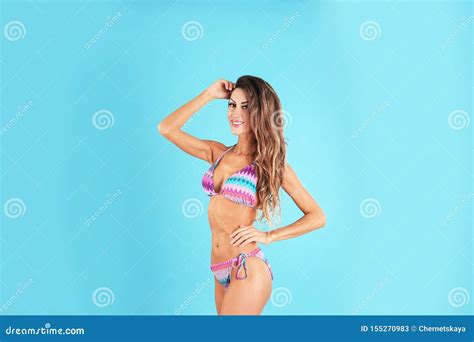 Pretty Woman With Beautiful Slim Body In Stylish Bikini Stock Image