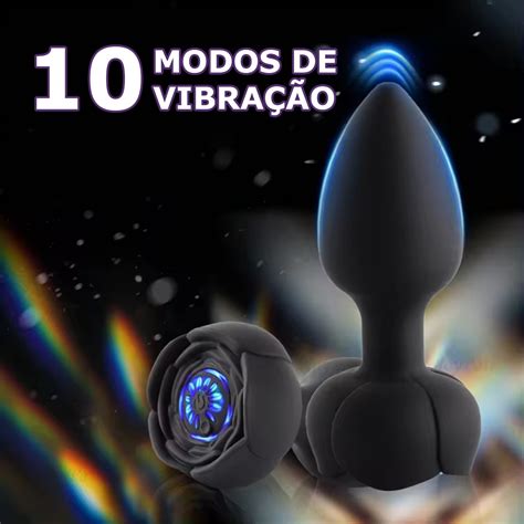 ABW002 Plug Anal Vibratório Formato de Rosa e Controle Preto