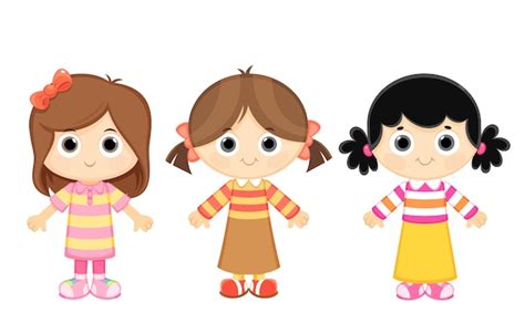 Meninas dos desenhos animados | Vetor Premium