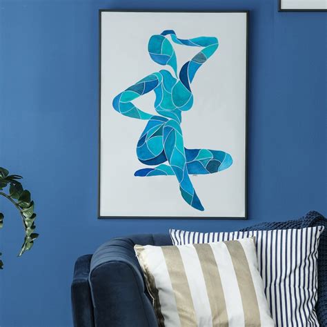 Nude Figure Art Woman Poster Blue Painting Bedroom Decor Curvy Woman Female Wall Art