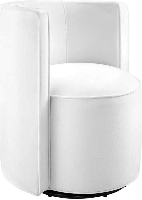 Della Performance Velvet Fabric Swivel Chair In White By Modway