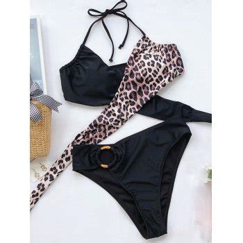 Emmiol Free Shipping Cross Over Halter Bikini Set Leopard Print S In Bikini Sets Online