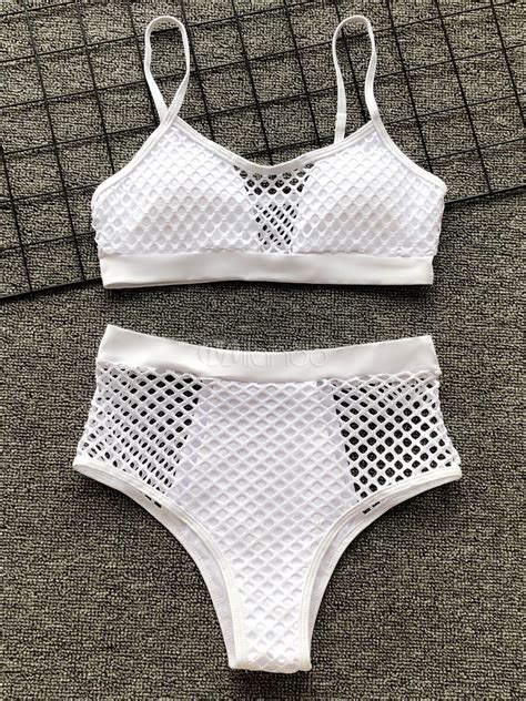 Maillot De Bain Femme Bikini En R Sille De Couleur Unie D Coup E En Maillot De Bain De