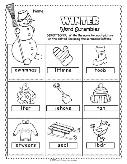 Winter Word Scramble