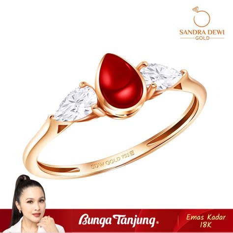 Jual CINCIN TRUE COLORS E SANDRA DEWI EMAS 18K BUNGA TANJUNG GOLD