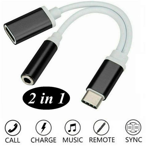 Type C To Mm Audio In Aux Jack Headphone Charging Cable For