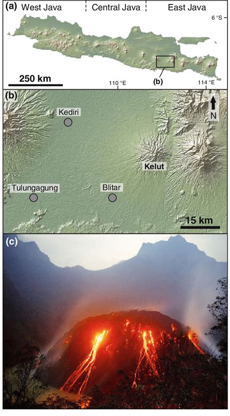 location map showing major volcanoes  geographical divisions