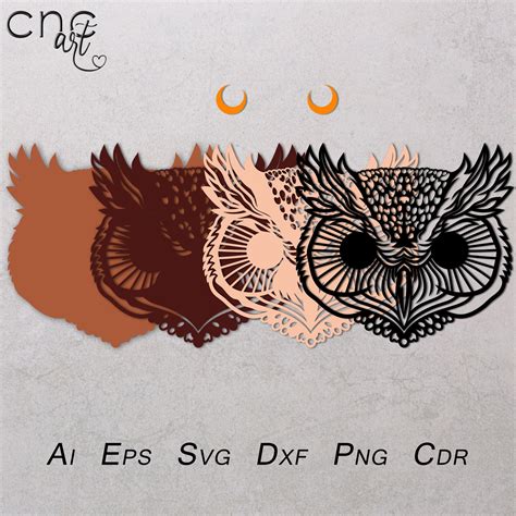 Laser Cut File Owl, Owl Head Vector, Cnc Owl Route File, Temple Owl Svg