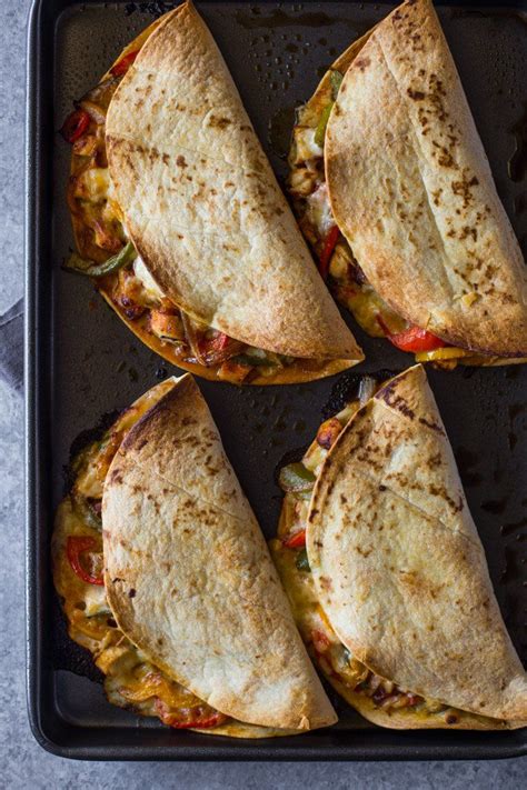 Crispy Chicken Fajita Quesadillas Are Oven Baked Making It Healthier