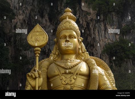 Statue Of Lord Murugan At The Entrance To The Batu Caves Kuala Lumpur