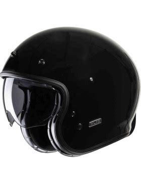 Hjc V Solid Black Glossy Motorcycle Jet Helmet