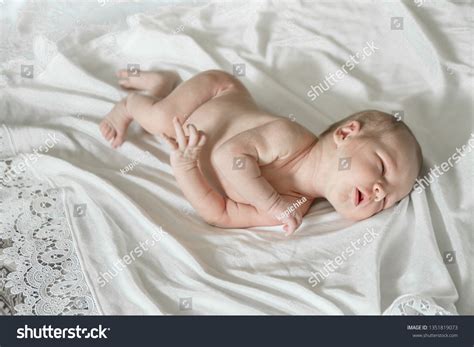 Newborn Naked Baby Girl On White Stock Photo 1351819073 Shutterstock