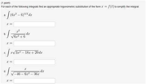 Solved Point For Each Of The Following Integrals Find An Chegg