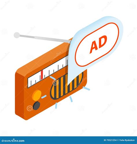 Radio Advertising Icon Isometric D Style Stock Vector Illustration