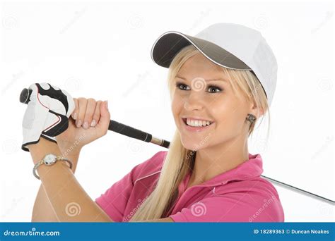 Herrliche Blonde Golfspieler Dame Stockbild Bild Von Sport Person