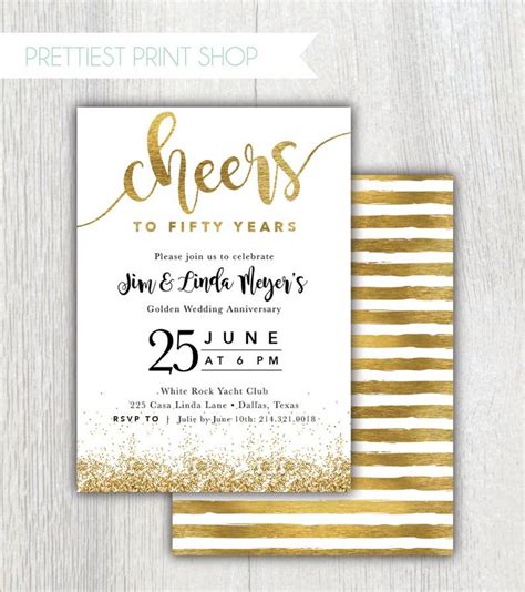 Printable Cheers To Fifty Years Wedding Anniversary Invitation Etsy 50th Anniversary Party