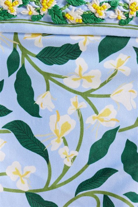 Agua By Agua Bendita Lluvia Dos Gardenias Celeste Embellished Floral Print Mid Rise Bikini