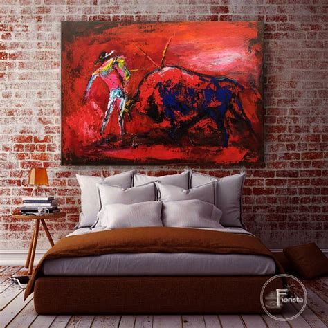 Large Abstract Painting Bullfighting Bull Art Bullfighting - Etsy