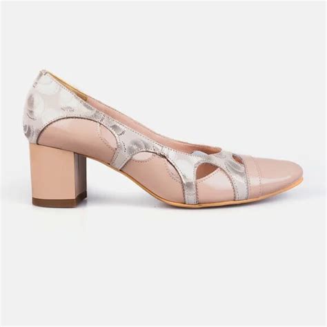 Pantofi Eleganti Dama Din Piele Naturala Nude Lac