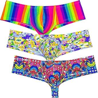Orocojuco Pack Of Men Cheeky Briefs Printed Body Boxer Thong Brazilian Bikini Mini Shorts