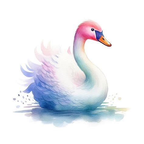 Premium Photo A Watercolor Painting Of A Swan