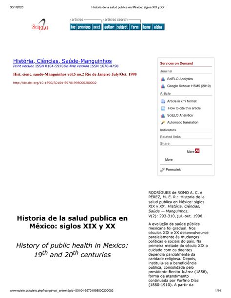 Historia de la salud publica en México siglos XIX y XX More More