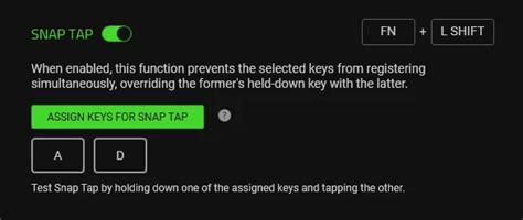 snap tap mode    enable  razer insider