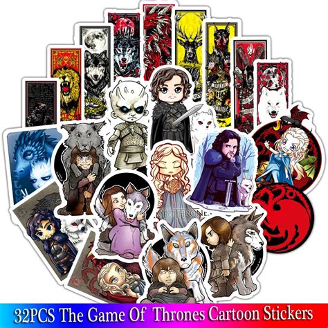 32pcs Cartoon Stickers Game Of Thrones Stickers War TV Series For ...