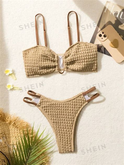 SHEIN Swim Women S Textured Bikini Set Bikini Set Bathing Suit Beach Outfit Summer Vacation