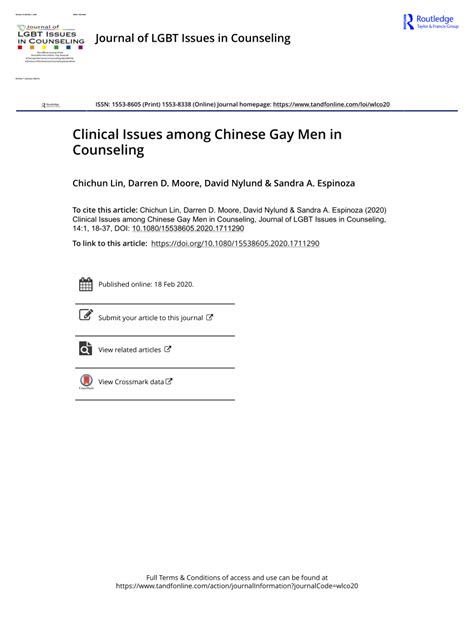 Pdf Clinical Issues Among Chinese Gay Men In Counseling